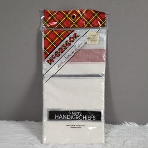 McGregor 100% Natural Cotton 3 Men's Handkerchiefs, Vintage, NEW